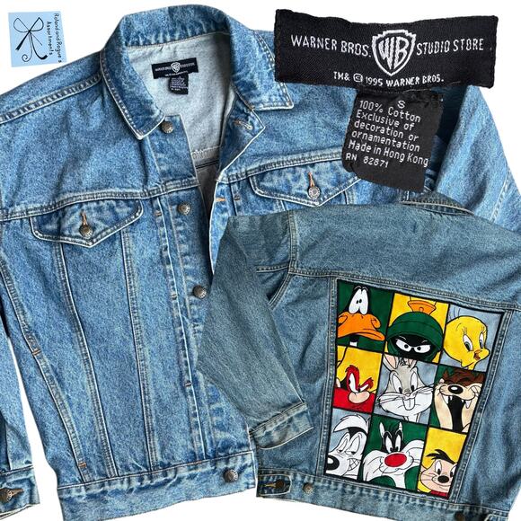 Warner Bros. Studio Store 1995 Character Backpiece Denim Jacket Sz S